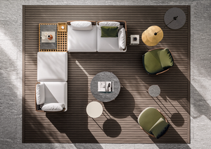 होटल लीजर गार्डन के लिए आधुनिक कबाना फर्नीचर सेट बबूल की लकड़ी का आउटडोर लाउंज सेट गोल विकर कुर्सी और सागौन की लकड़ी का सोफा - Product Image 3