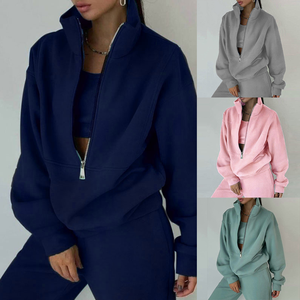 Produttori di <span class=keywords><strong>Abbigliamento</strong></span> 2026: Completo <span class=keywords><strong>Donna</strong></span> di Tendenza con Colletto Alto, Zip e Pantaloni, Outfit Sportivo Casual per Uso Quotidiano - Product Image 2