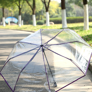 <span class=keywords><strong>Parapluie</strong></span> <span class=keywords><strong>Pliant</strong></span> Entièrement Automatique <span class=keywords><strong>Parapluie</strong></span> <span class=keywords><strong>Transparent</strong></span> Trois Plis Couleur Unie Petit Couple Frais Corée du Sud - Product Image 5