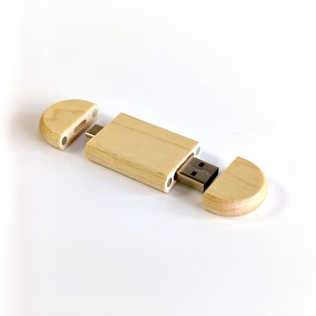 Custom Logo Wooden USB-C OTG Flash Drive 2.0 8GB 16GB 32GB USB a to Type C Pendrive Mobile Phone USB Memory Stick