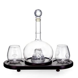 Service de carafe original en verre cristal et whisky, professionnel, ensemble unique pour alcool à personnaliser avec 2 verres et Base en bois pour le vin et la liqueur - Product Image 3