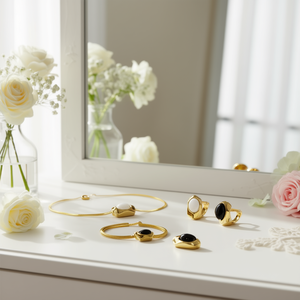 Gold Plated Stainless Steel Jewelry <b>Set</b> For Women With Imitation Pearl Necklace Bracelet Earrings Ring Fashion <b>Gift</b> Accessories - Product Image 2