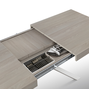 Extendable Pearl Elm <b>Dining</b> <b>Table</b> 140x90 <b>White</b> Crossed Legs Internal Use Mdf Base Melamine Top - Product Image 3