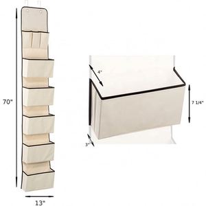 The Door Hanging Wall Organizer with 8 Pockets - Metal <b>Hooks</b> - Non Woven Hanging Organizer for Office - Product Image 3