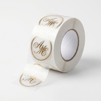 Autocollants en vinyle transparent personnalisés et durables, rouleaux d'étiquettes en feuille d'or, résistants à la chaleur et imperméables pour verres, pots cosmétiques, aliments