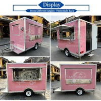 Promotion : Remorque alimentaire fermée rose à essieu unique avec deux fenêtres basculantes pour la vente ambulante de desserts, café et glaces
