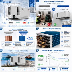 Unité de condensation monobloc à montage sur toit, faible bruit, installation facile, haute performance, <span class=keywords><strong>1</strong></span>-<span class=keywords><strong>1</strong></span>/4HP, 220-240V, pour chambre froide, usage commercial. - Product Image 4