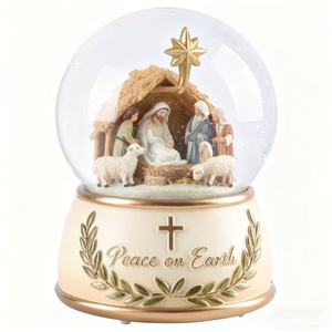 Globe à neige de Noël en résine, ensemble de figurines de la Nativité personnalisées, style amour personnalisé, écologique, peint à la main, <span class=keywords><strong>cadeau</strong></span> - Product Image 1
