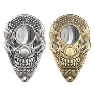Souvenir Fathers Day Gift Items Unique Skeleton Design Metal Stainless Steel Blade Cigar Cutter Luxury Set