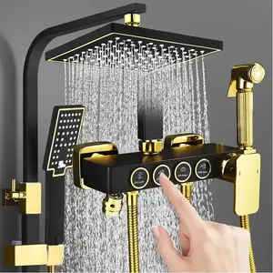 Sistema doccia per bagno Senducs miscelatore per vasca da bagno in oro nero rubinetto per bagno caldo e freddo Set doccia termostatico