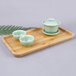Bandeja Larga Rectangular de Bambú con Esquinas Redondeadas, Multifuncional, para Servir Té, Comida, Frutas, Uso Residencial - Product Image 1