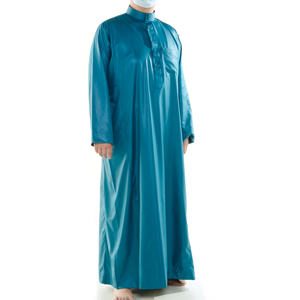 新デザインサウジアラビアThobe Jubahインドネシアイスラム教徒のドレスグリーン、ネイビー、ブラック男性アバヤファッション - Product Image 5