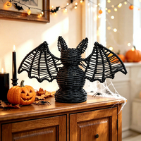 Panier de rangement multi-usages tissé à la main, écologique, avec motif chauve-souris sur le thème d'Halloween, pour salon, cuisine et entrée
