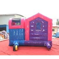 Château Gonflable Licorne avec Toboggan et Parcours d'Obstacles, Aire de Jeu Gonflable pour Enfants