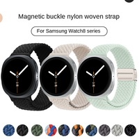 Bracelet en nylon tressé de luxe HYX pour Watch 8 Classic, bracelet magnétique 40 mm/44 mm, bracelet tissé pour poignet