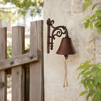 Cloche murale vintage en fonte de style européen, vente en gros directe d'usine, avec cordon de tirage, pour portail de jardin, porche et café