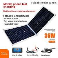 Panneau de charge solaire multifonctionnel 18W/36W avec sortie USB, pliable, en silicium monocristallin, flexible, pour batterie de téléphone portable