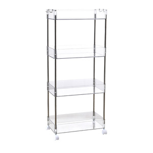 Étagère de rangement en acrylique transparent Yingzhiya à 4 niveaux, organisateur de cosmétiques mobile, étagère de salle de bain et de cuisine avec roulettes - Product Image 4