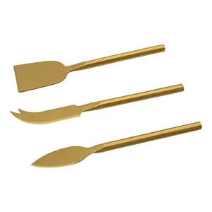 Jaswehome 3pcs Oro Placcato In Acciaio Inox Formaggio Set di Coltelli Coltello In Titanio Torta Nuziale Coltello Formaggio Affettatrice Cutter strumenti di Formaggio