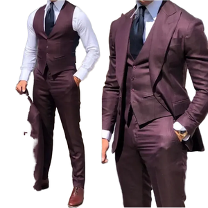 Elegante Traje de Boda de 3 Piezas para Hombre, Corte Entallado, Blazer Cruzado de Lujo para Novio, Pantalón con Cierre de Cremallera, Conjunto de Dos Piezas de Algodón/Poliéster/Lana - Product Image 1