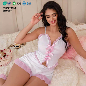 <span class=keywords><strong>Pigiama</strong></span> Personalizzato CE per <span class=keywords><strong>Donna</strong></span>, Set Estivo da Notte - Morbido e Sexy, Abbigliamento da Casa <span class=keywords><strong>Rosa</strong></span> con Pizzo - Product Image 1