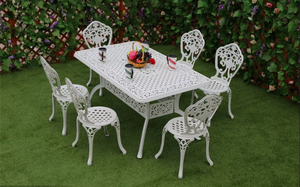 Ensemble de salle à manger en aluminium moulé, table et chaises pour meubles de jardin, meubles de terrasse - Product Image 4