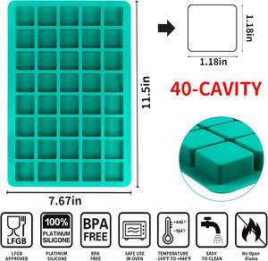 Moule à bonbons caramel carré en silicone à 40 cavités pour bombes de graisse Moule à truffes au chocolat pour bonbons durs, glaçons - Product Image 3