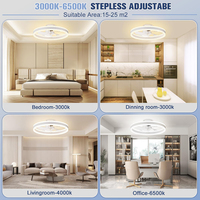Ventilateur de plafond moderne à LED 3 couleurs de 19,7 pouces pour salon, avec éclairage et fonction ventilateur.