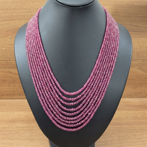 Natural Pink Sapphire AAA+ Quality 9-Layer Multi-Strand <b>Necklace</b> 35.5 mm Faceted Rondelle Beads 24-Inch <b>Long</b> South Africa - Product Image 1