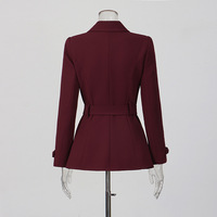 Blazer femme vintage à col rabattu, à simple boutonnage, manches longues, veste ajustée, unie, avec ceinture