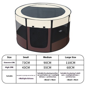 Восьмиугольная дышащая складная клетка для собак и кошек, вольер для щенков, большой размер, товары для дома, с рисунком лапок, универсальная - Product Image 3