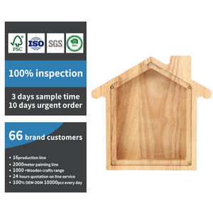 Hucha de madera natural, hucha, hucha de madera, hucha con dinero visible, hucha familiar. - Product Image 1