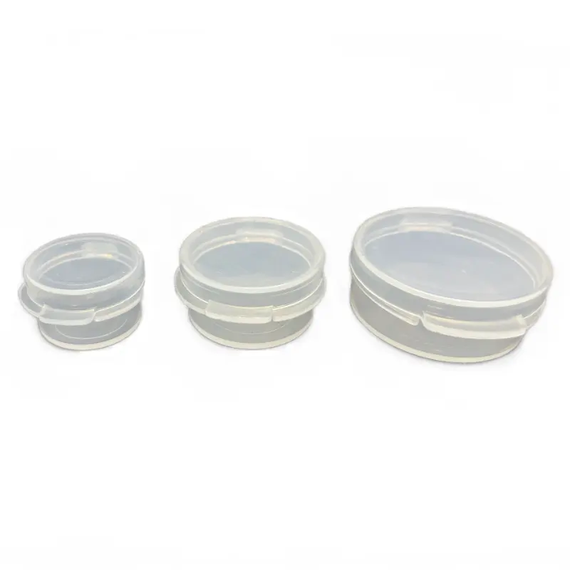 卸売1g 3g 5g 10g透明PPプラスチックピルジャーヒンジ付きキャップカスタマイズミニ収納ボックス医薬品パッキング