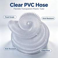 Tuyau flexible d'aspiration sous vide renforcé de fil d'acier spiralé recouvert de PVC transparent pour la collecte de poussière industrielle