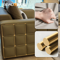 Ensemble de canapés modulaires de luxe Chesterfield carrés complets pour salon, inclinables et extensibles, en cuir, avec structure en acier inoxydable