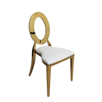 Chaises de mariage de luxe en gros, dossier plein, dorées, modernes, en acier inoxydable, empilables, stables, pour banquets, réceptions, salons et hôpitaux