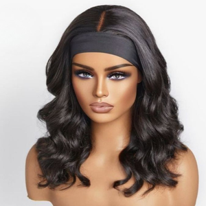 Peluca con Diadema para Principiantes, Ondas Naturales, Pelucas con Diadema de Cabello Humano para Mujeres Negras, Suave, Sin Pegamento, Media Peluca - Product Image 2