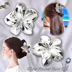 Pinzas de Pelo con Flores Brillantes de 7.5cm, Coloridas, con Recubrimiento Electrolítico en Oro y Plata, Pinza de Plástico para el Cabello en Color Dorado - Product Image 5