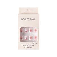 Qianya 24pcs INS Style Press on Nails - Pure Desire Esthétique Nail Stickers avec Effet Blanchissant Détachable Ongles Courts et Longs