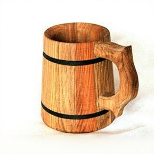 Chope à bière en bois en forme de baril, couleur unie, style vintage, réutilisable, pour les fêtes - Product Image 1