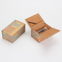 Boîte rectangulaire à double couvercle en brocart, flacon en verre, emballage de parfum fait main, boîte vide avec impression quadricolore, Fujian