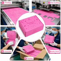 Boîtes d'expédition roses écologiques biodégradables personnalisées avec doublure en éponge, gaufrage, paillettes, matériaux recyclés, carton ondulé