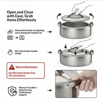 Meilleure vente transfrontalière : Ensemble de boîtes repas isothermes en acier inoxydable à trois niveaux, avec réchauffeur alimentaire et vaisselle isolée, maintien de la température pendant 12 heures