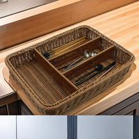 Porte-couverts en rotin PP tressé à la main, de qualité alimentaire, imperméable, panier séparateur pour couteaux, fourchettes et baguettes, pour restaurant et table à manger