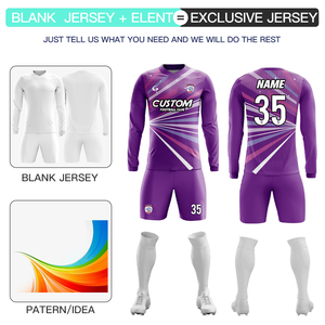 Conjunto de Uniforme de Fútbol Juvenil con Logotipo Personalizado en Color Morado, Tela Jacquard, Jersey de Entrenamiento de Manga Larga para Adultos PZ-X25017 - Product Image 2