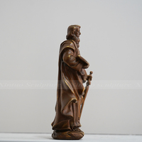 Petite sculpture religieuse catholique en bronze de Saint-Paul gravée, décoration d'extérieur