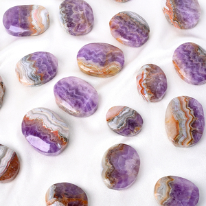Vente en gros de blocs et cubes de pierres de paume en améthyste et agate, en pierres précieuses naturelles, écologiques, anti-stress et aux vertus curatives, pour la relaxation - Product Image 1
