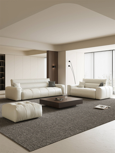 Divano Sezionale Mufang di Lusso Moderno in Vera Pelle Bianca di Alta Qualità, Set <span class=keywords><strong>Arredamento</strong></span> Eco-Friendly per Soggiorno Villa - Product Image 2