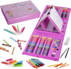 Fabricant Grossiste 208PCS Rose Bleu <span class=keywords><strong>Couleur</strong></span> PVC <span class=keywords><strong>Manga</strong></span> Stylo Artiste Crayons Kit Dessin Ensemble pour 7 Ans - Product Image 4