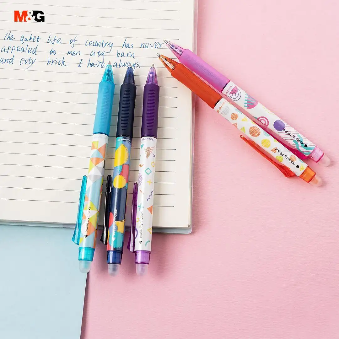 M&G Stationary Wholesale Price Comfortable Grip Dry Erase Heat Erasable Ink Gel Pens Colorful with Eraser